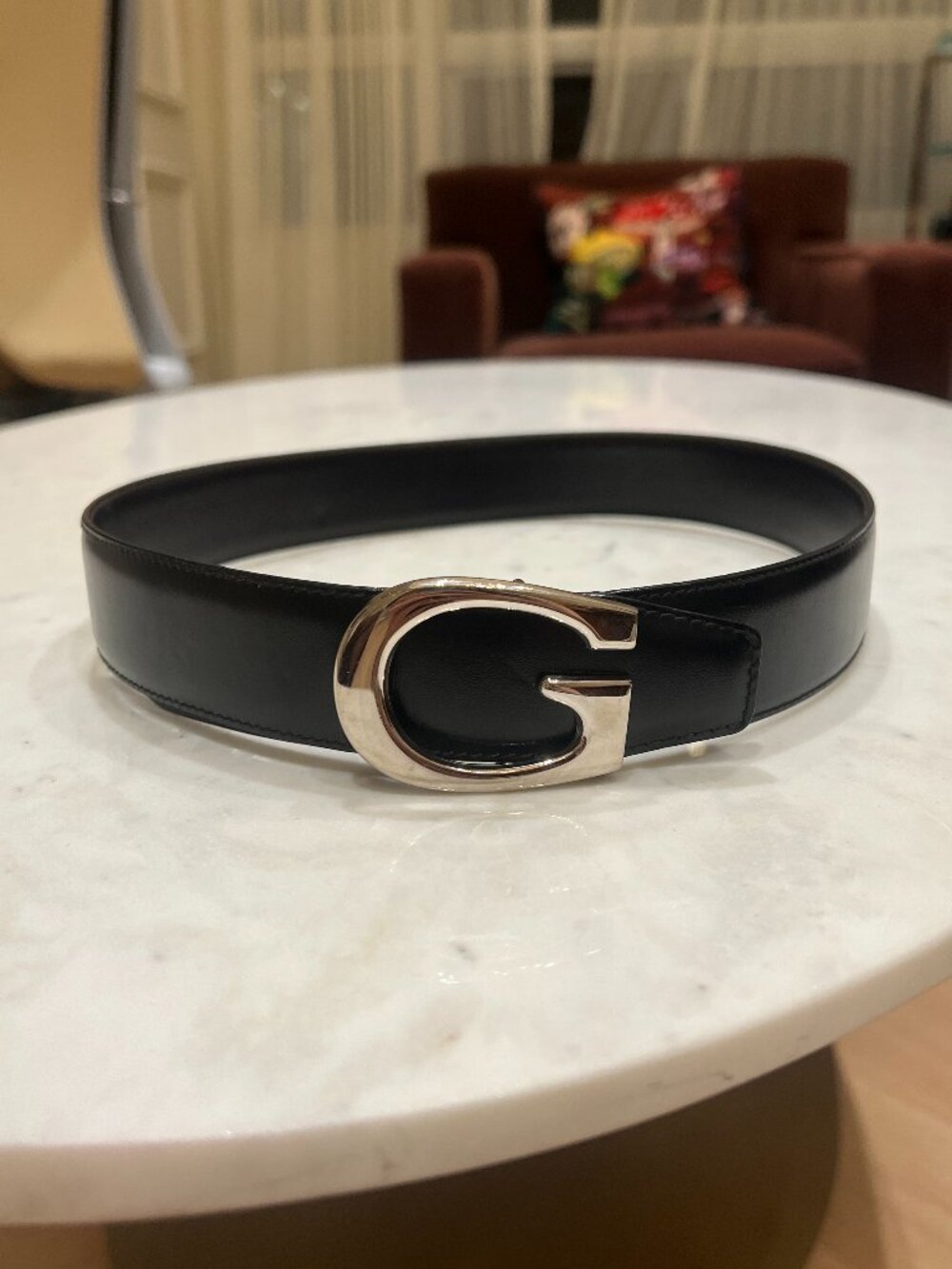 Authentic Vintage Gucci Black Leather Belt, Tom Ford era.